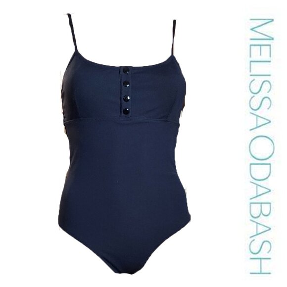 Melissa Odabash Calabasas Ribbed One-Piece Swimsuit Black Size 2 - Picture 2 of 9